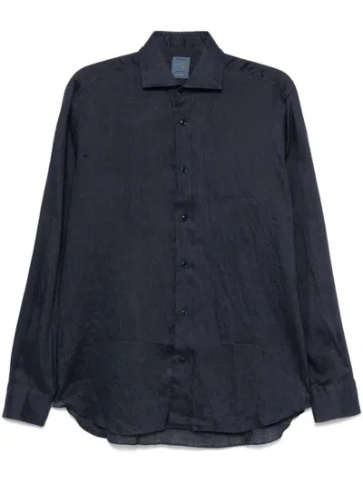 BARBA NAPOLI NAVY BLUE COTTON SHIRT
