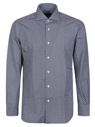 Barba Napoli Neck Shirt In Blu/azzurro