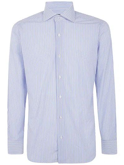Barba Napoli Stripe-print Long-sleeve Shirt In Blau