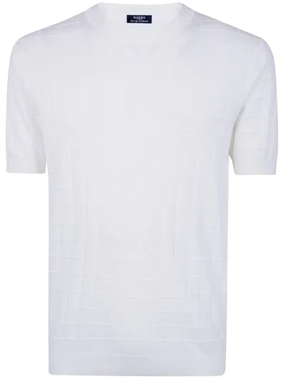 Barba Napoli Net Fancy Round Neck Sweater In White
