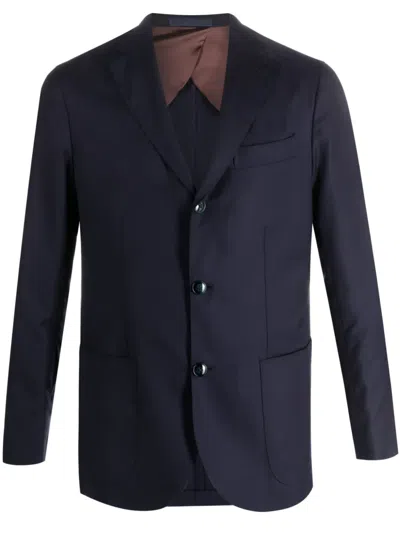 Barba Napoli Single-breasted Virgin-wool Blazer In Blue