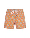 Barba Napoli Orange Swim Shorts With Palm Pattern