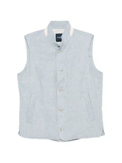 Barba Napoli Orion Buttun-up Gilet In Blue