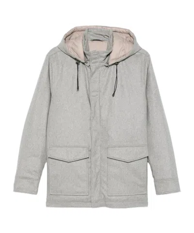 Barba Napoli Padded Drawstring-hood Jacket In Gray