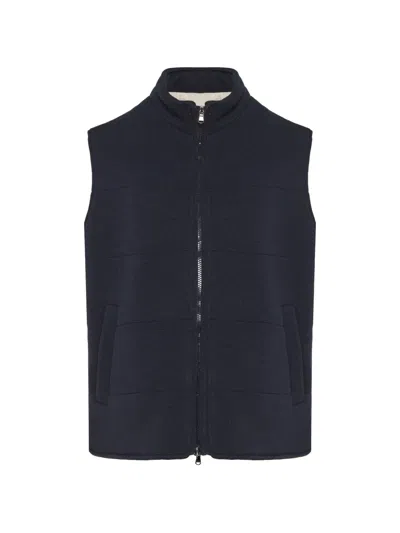 Barba Napoli Padded High-neck Suede Gilet In Black