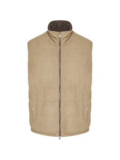 Barba Napoli Padded Zip Gilet In Neutral