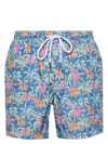 Barba Napoli Palm Tree-print Swim Shorts In Blue