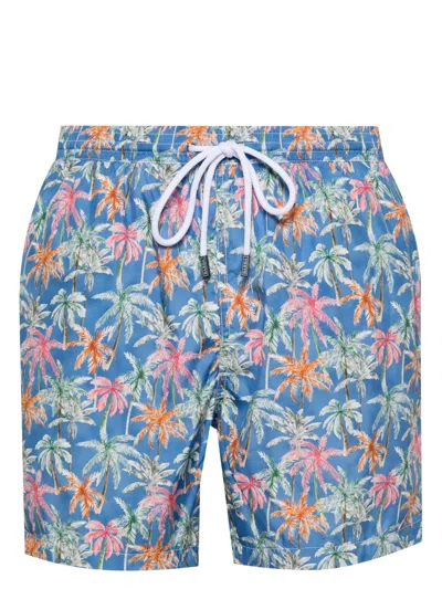 Barba Napoli Palm Tree-print Swim Shorts In Blue