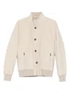 Barba Napoli Panna Tailored Jacket With High Collar And Zippered Pockets In Neutral