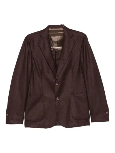 Barba Napoli Patch-pocket Button-front Blazer In Brown