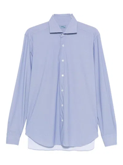 Barba Napoli Pattern Button-down Shirt In Blue