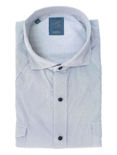 Barba Napoli Patterned Button-down Shirt In Blue