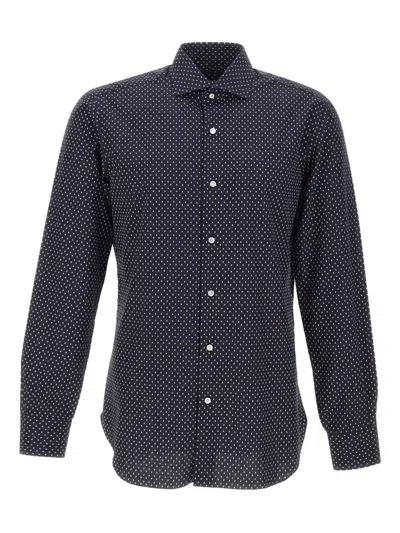 Barba Napoli Patterned Cotton Shirt In Black