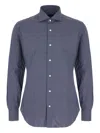 Barba Napoli Patterned Long-sleeved Shirt In Blue
