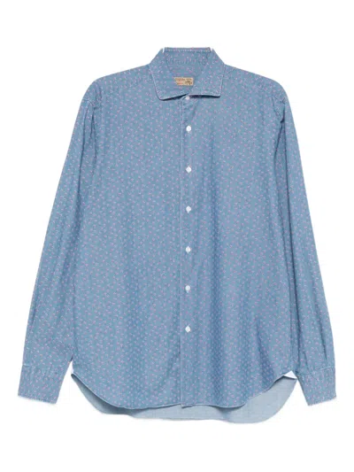 Barba Napoli Patterned Shirt In Blue