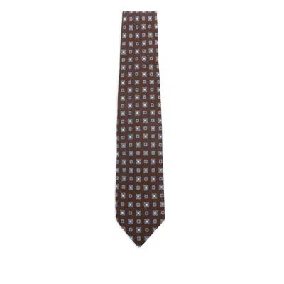 Barba Napoli Patterned Silk Tie In Brown