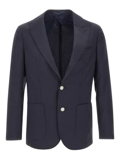 Barba Napoli Peaked-lapels Button-fastening Blazer In Blue