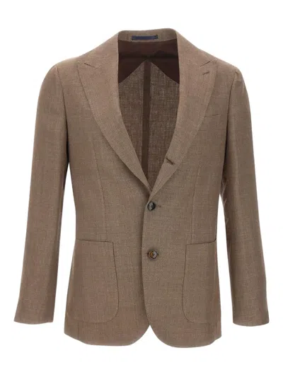 Barba Napoli Peaked-lapels Buttoned Blazer In Brown
