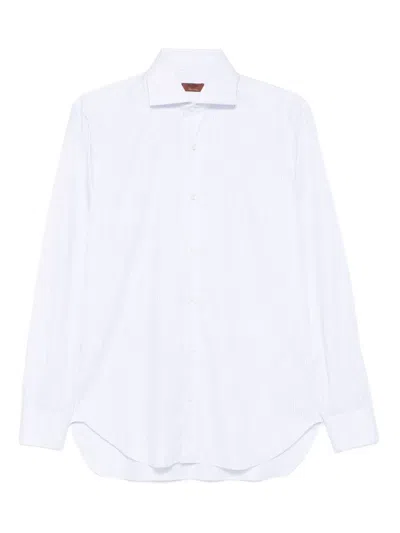 Barba Napoli Pinstripe Cotton Shirt In White