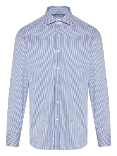 Barba Napoli Pinstripe Shirt In Blue