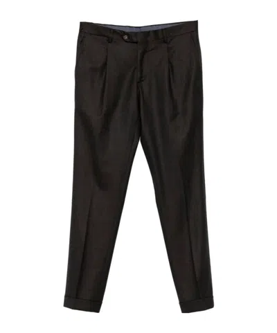 Barba Napoli Napoli Pleated Wool Trousers In Black