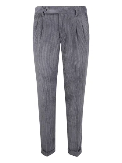 Barba Napoli Pleated Corduroy Trousers In Gray