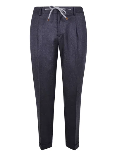 Barba Napoli Pleated Drawstring Trousers In Gray