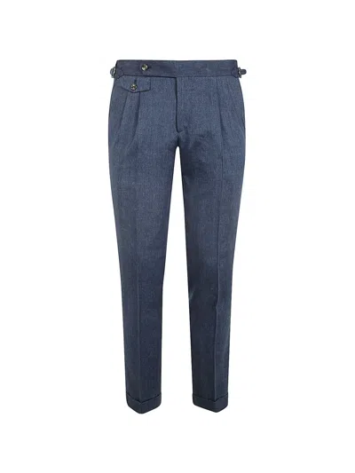 Barba Napoli Pleated Tailored Trousers In Blue