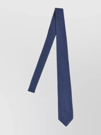 Barba Napoli Pointed Tip Slim Silk Tie With Textured Finish In Blue