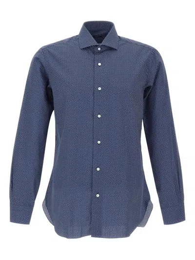 Barba Napoli Polka Dot-print Shirt In Blue