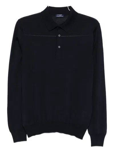 Barba Napoli Polo-neck Long-sleeve Sweater In Blue