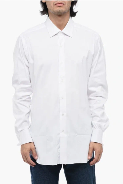 BARBA NAPOLI POPELINE COTTON SHIRT WITH STANDARD COLLAR