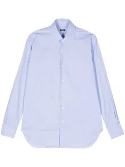Barba Napoli Poplin Cotton Shirt In Blue