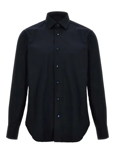 Barba Napoli Navy Blue Poplin Shirt