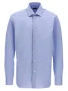 Barba Napoli Barba Tailored Poplin Shirt With Button Closure In Light Blue