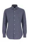 Barba Napoli Patterned Long-sleeved Shirt In Blue