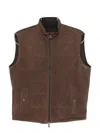 Barba Napoli Quilted Suede Gilet In Brown