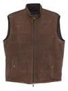 Barba Napoli Quilted Suede Gilet In Brown