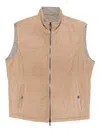 Barba Napoli Quilted Suede Gilet In Neutral