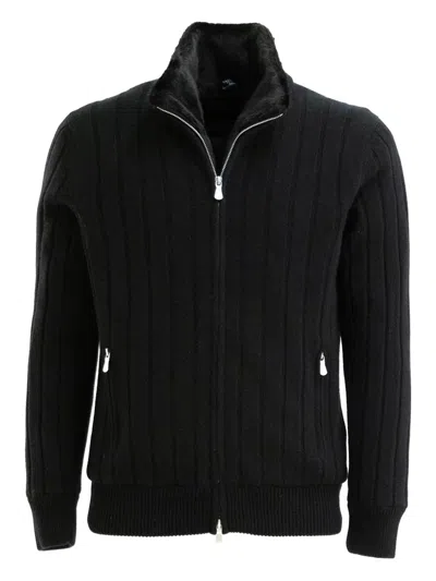 Barba Napoli Ribbed Jacket In Black