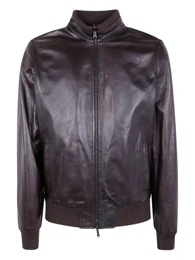 BARBA NAPOLI RIBBED LEATHER JACKET
