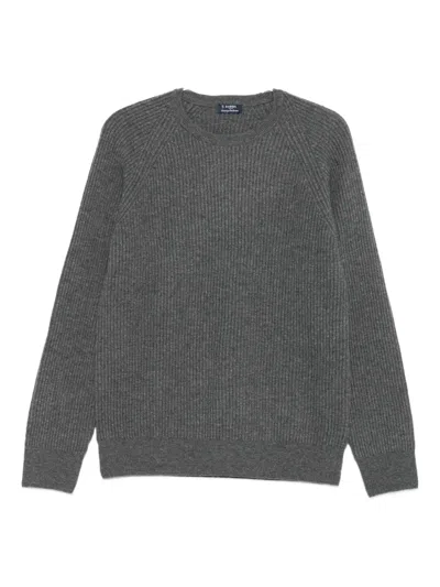 Barba Napoli Ribbed Raglan-sleeve Sweater In Gray