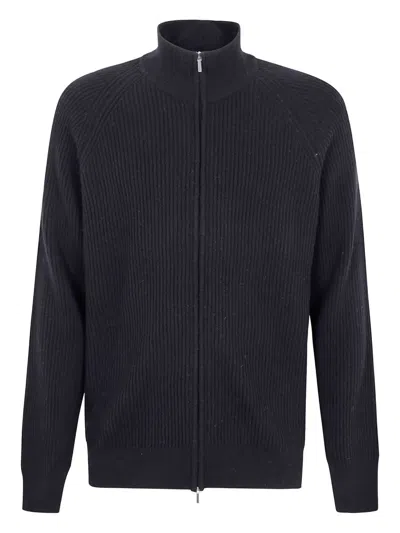 BARBA NAPOLI RIBBED ZIP-UP CARDIGAN