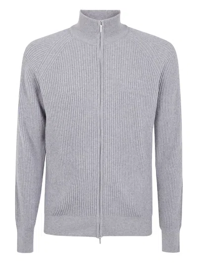 BARBA NAPOLI RIBBED ZIP-UP CARDIGAN