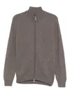 Barba Napoli Ribbed Zip-up Cardigan In Gray