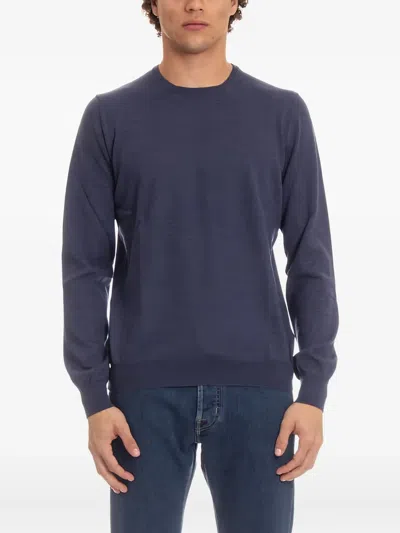 Barba Napoli Round-neck Long-sleeve Sweater In Blue