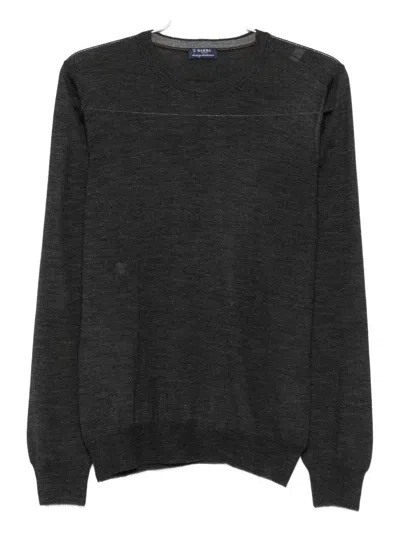 Barba Napoli Round-neck Long-sleeve Sweater In Gray