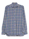 Barba Napoli Checked Long-sleeved Shirt In Blue