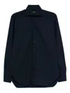 Barba Napoli Patterned Long-sleeved Shirt In Blue