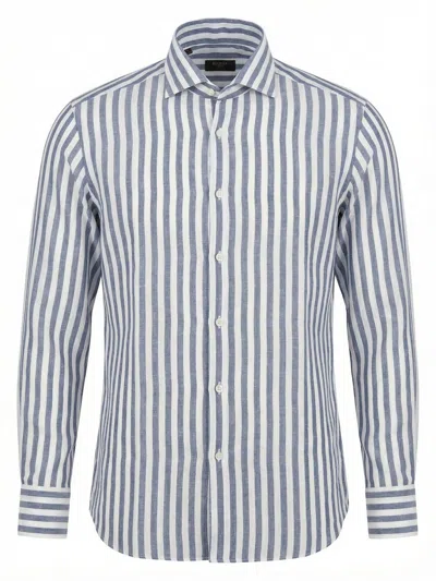 Barba Napoli Striped Cotton Shirt In Blue